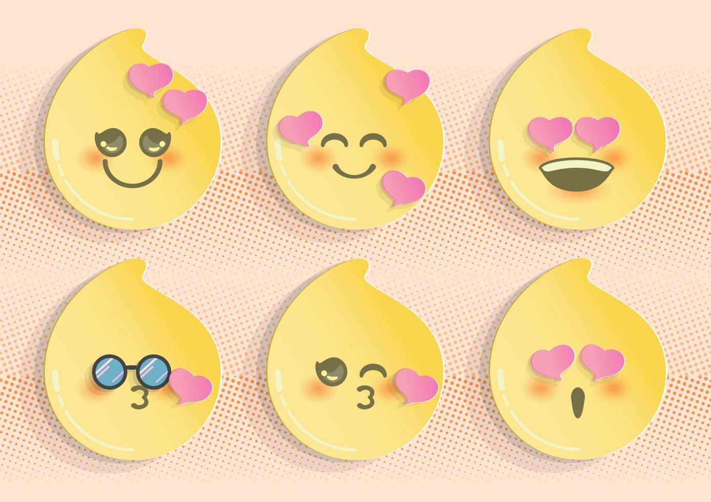Emoticon love with heart set, paper cut vector. vector