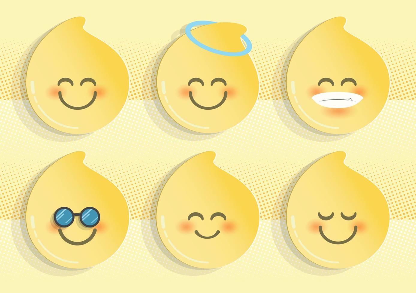 conjunto de emoticonos de sonrisa, vector de corte de papel.