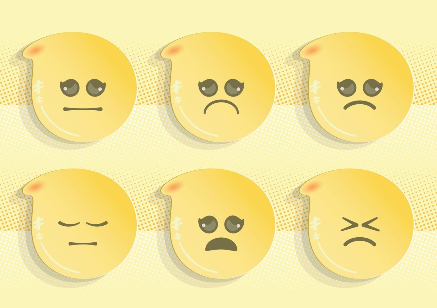 Emoticon tired set, paper cut vector. vector