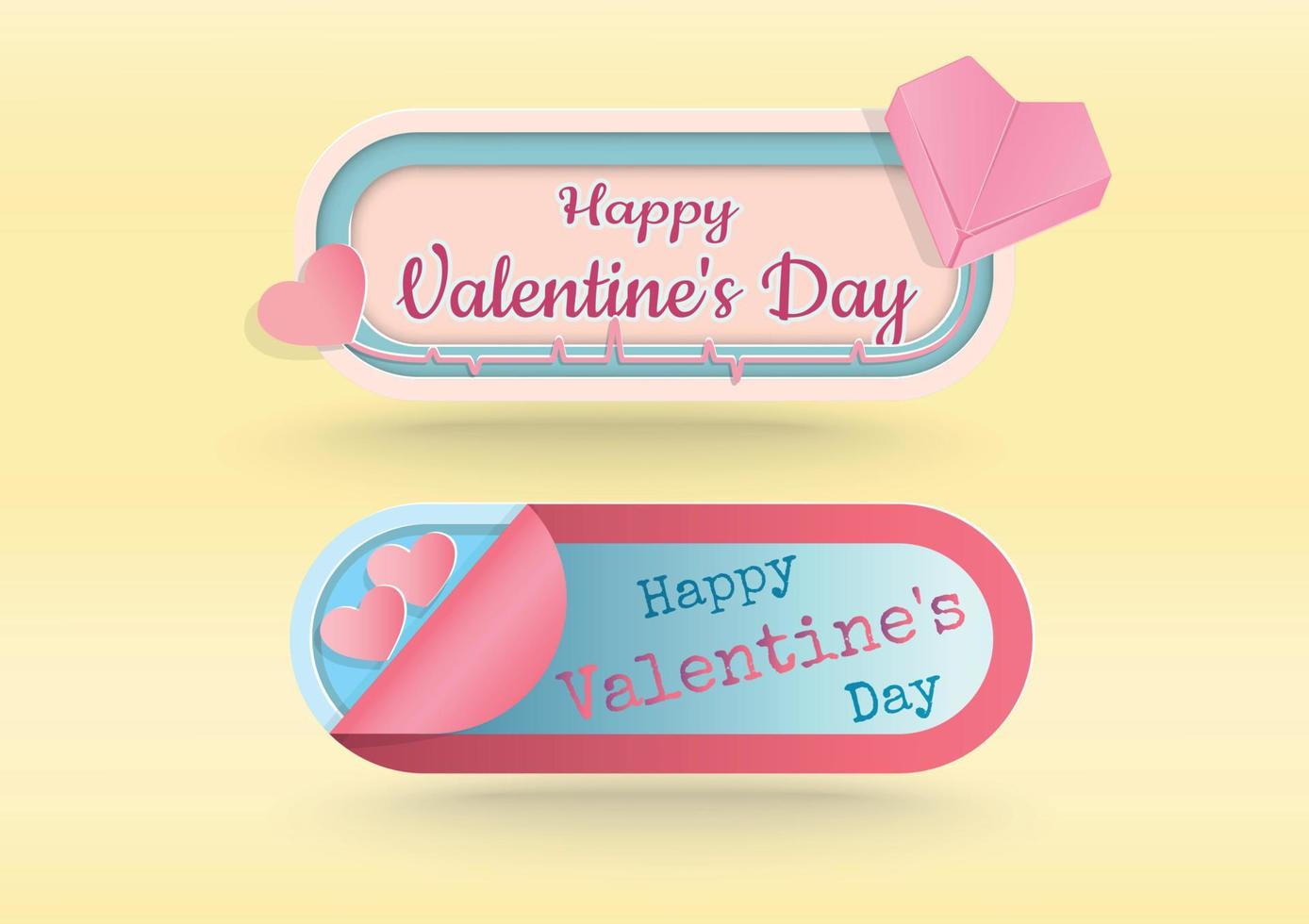 Happy valentine's day paper cut banner design vector. vector