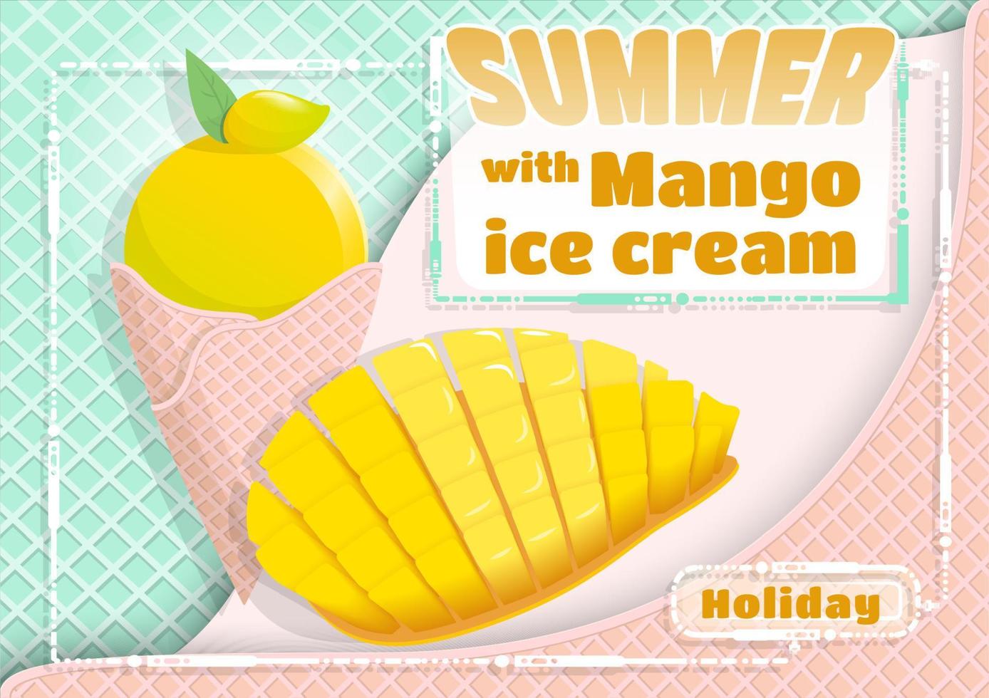 helado de mango en vector de fondo de banner.