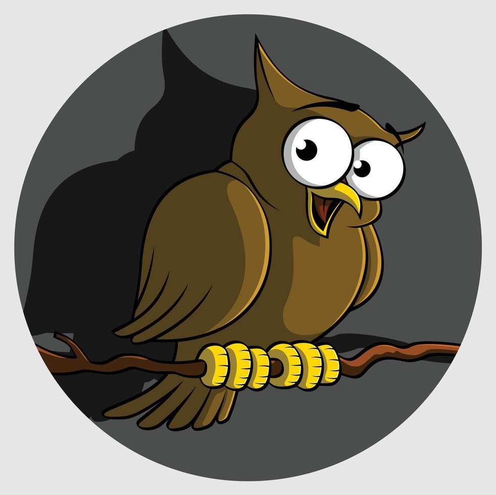 Funny Owl with emblem illustration vector