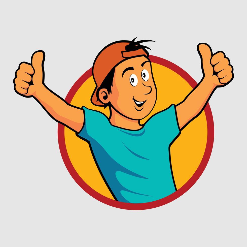 Funny boy with emblem illustration vector