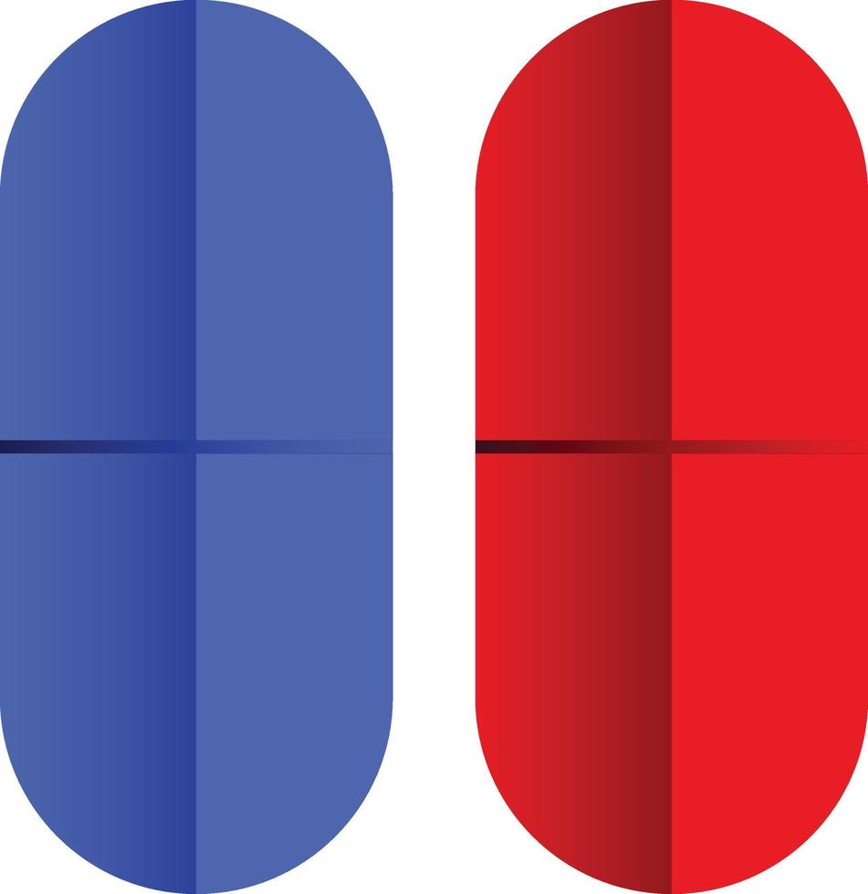 Blue and red pill or capsule simple icon vector
