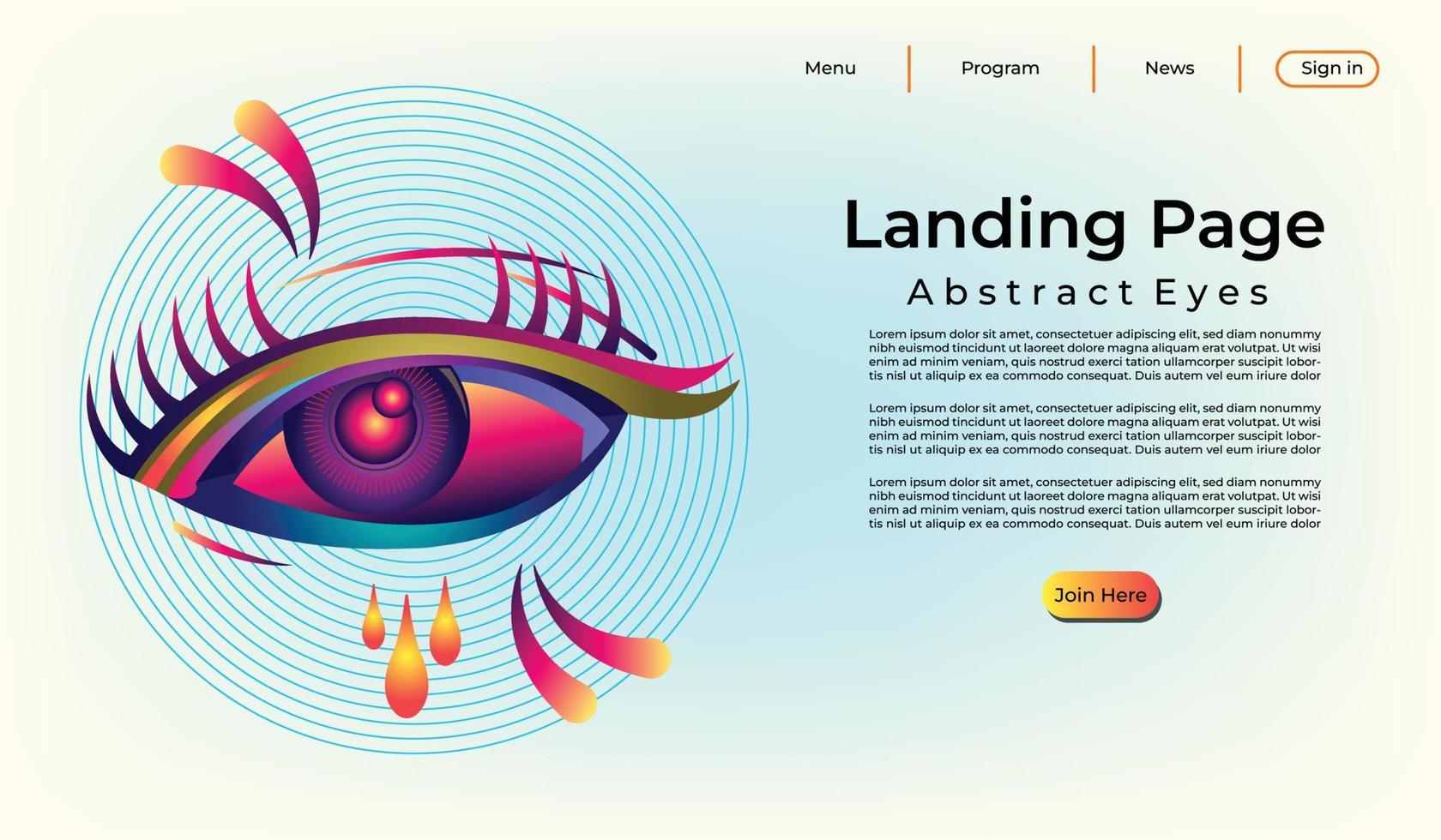 Contemporary surreal eye with tears background template copy space for landing page, poster, or banner vector