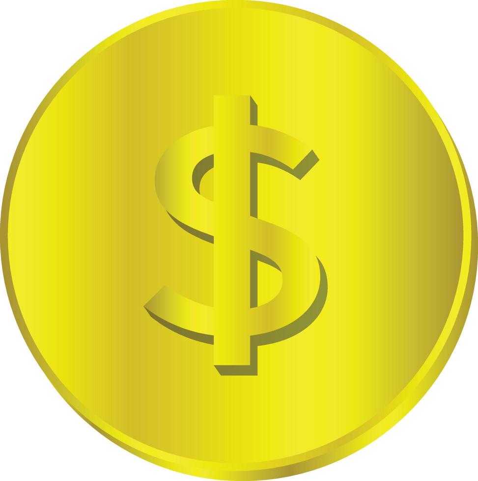 icono de moneda de dólar dorado para elemento de diseño, icono de dinero de oro simple vector