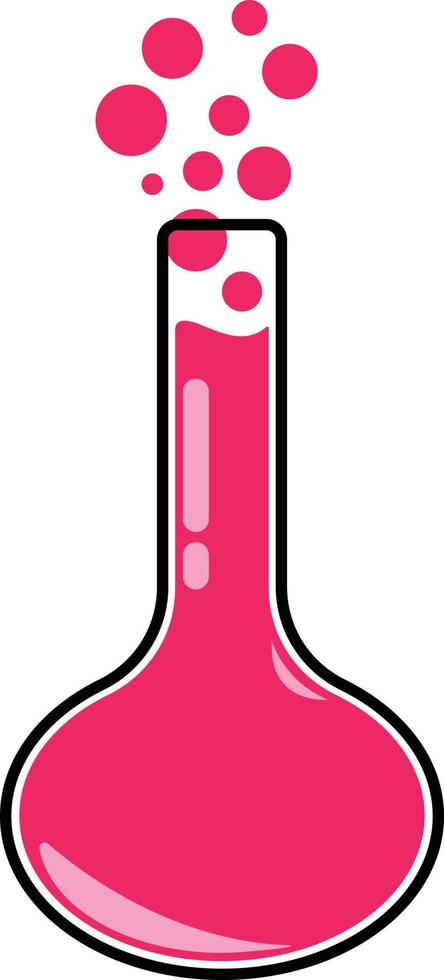 Chemical reaction in a test tube flat vector icon