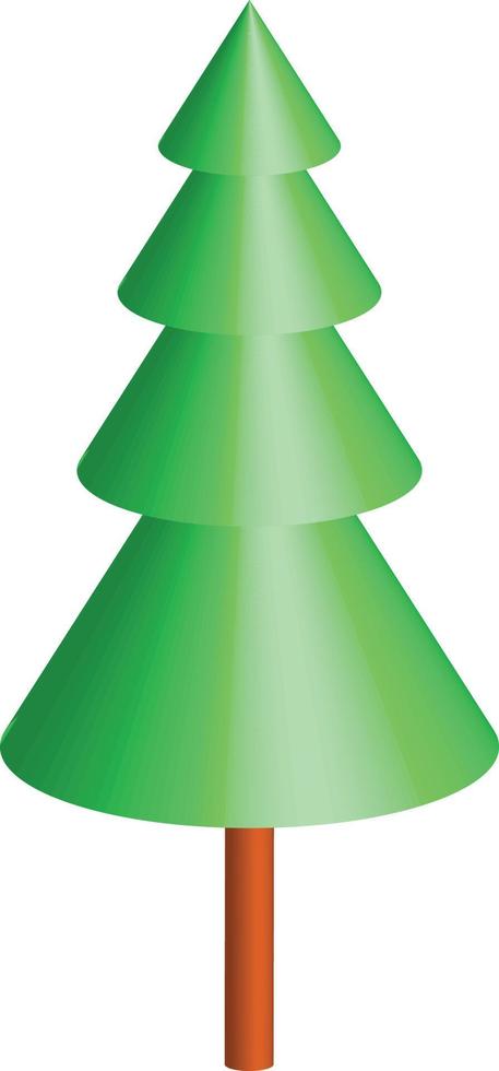 Diseño simple de árbol de pino 3d para elemento gráfico de adorno navideño vector