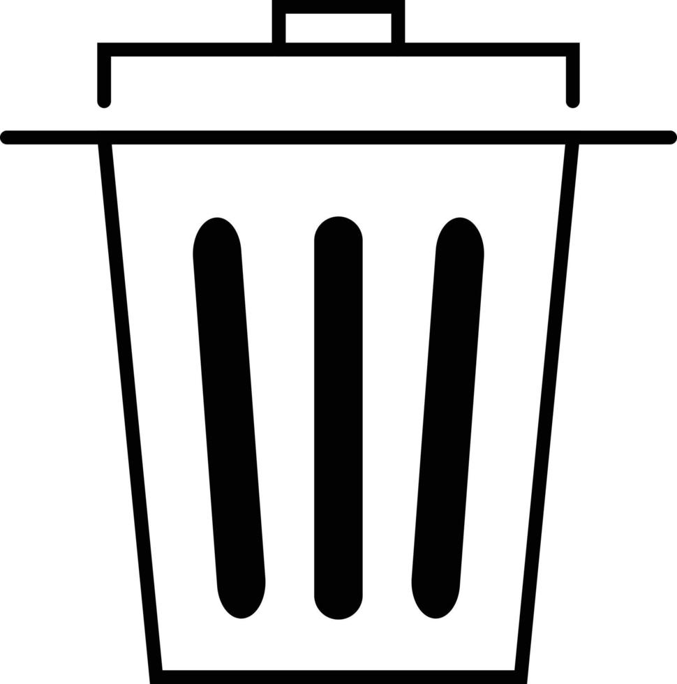 Trash can , garbage can, or dustbin simple icon thin line flat vector illustration