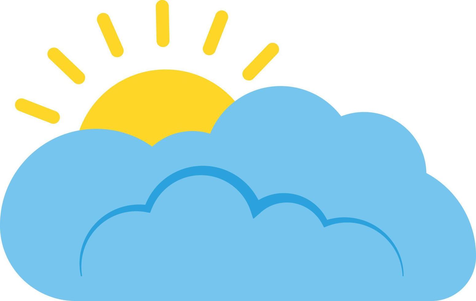 Cloud and sun simple icon vector