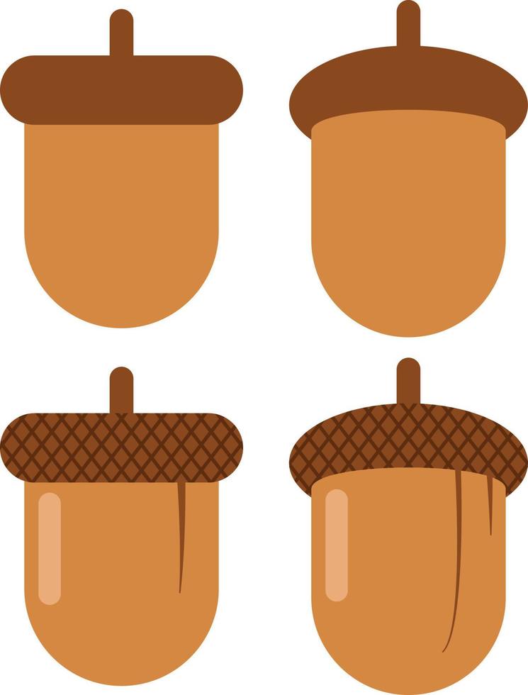 Acorn simple icon flat vector set for logo concept
