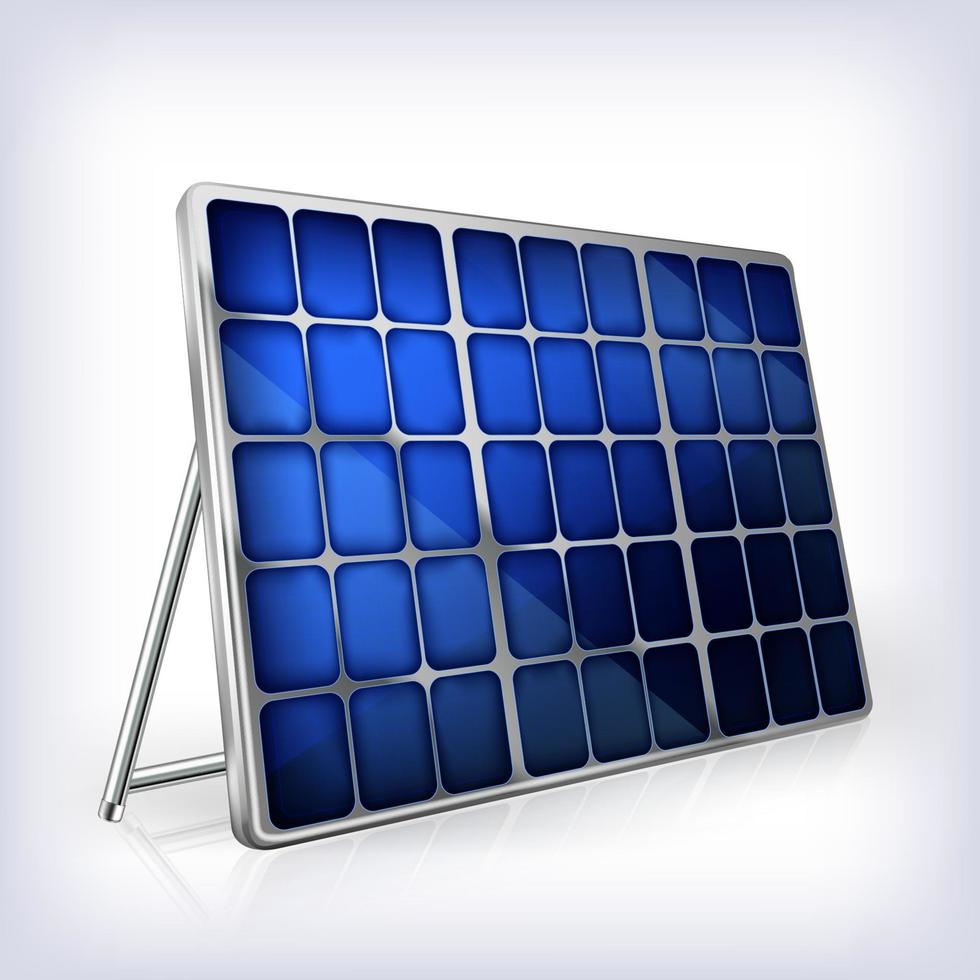 panel solar realista. Ilustración de vector 3d de batería de energía verde