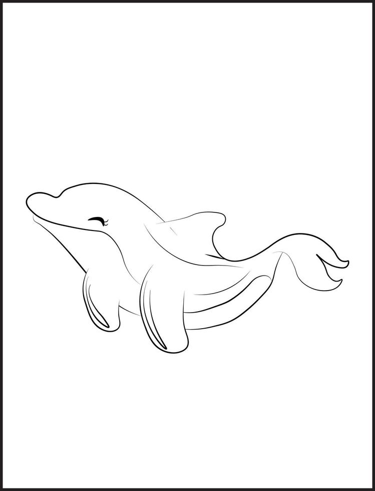 dolphin coloring page , easy dolphin coloring page for kids vector