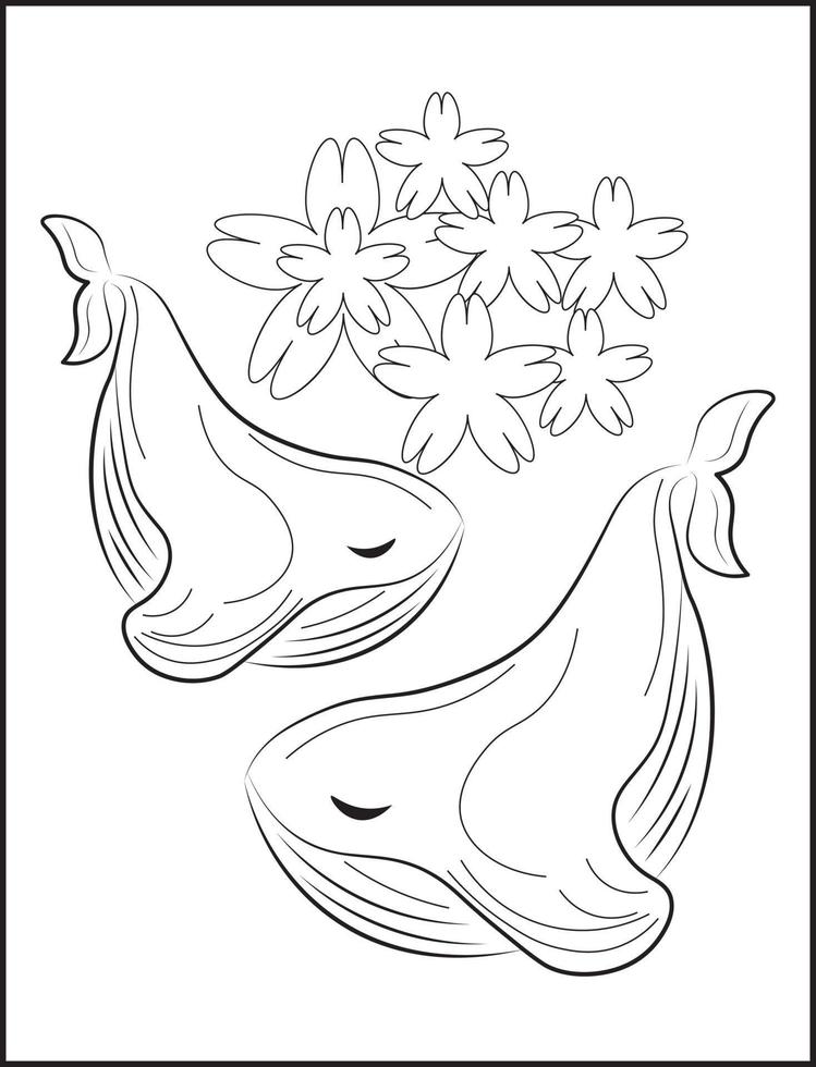 página para colorear de delfines, fácil página para colorear de delfines para niños vector