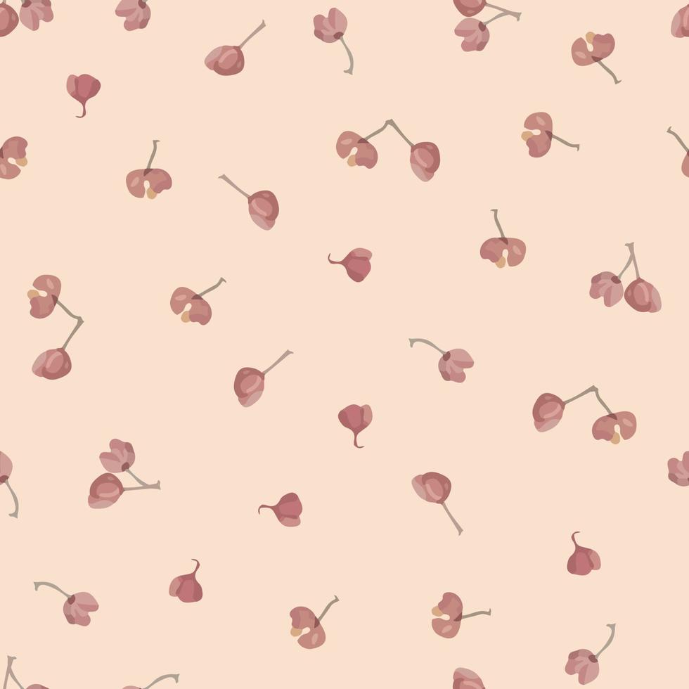 seamless hand drawn little pink sakura flowers background , greeting card or fabric vector