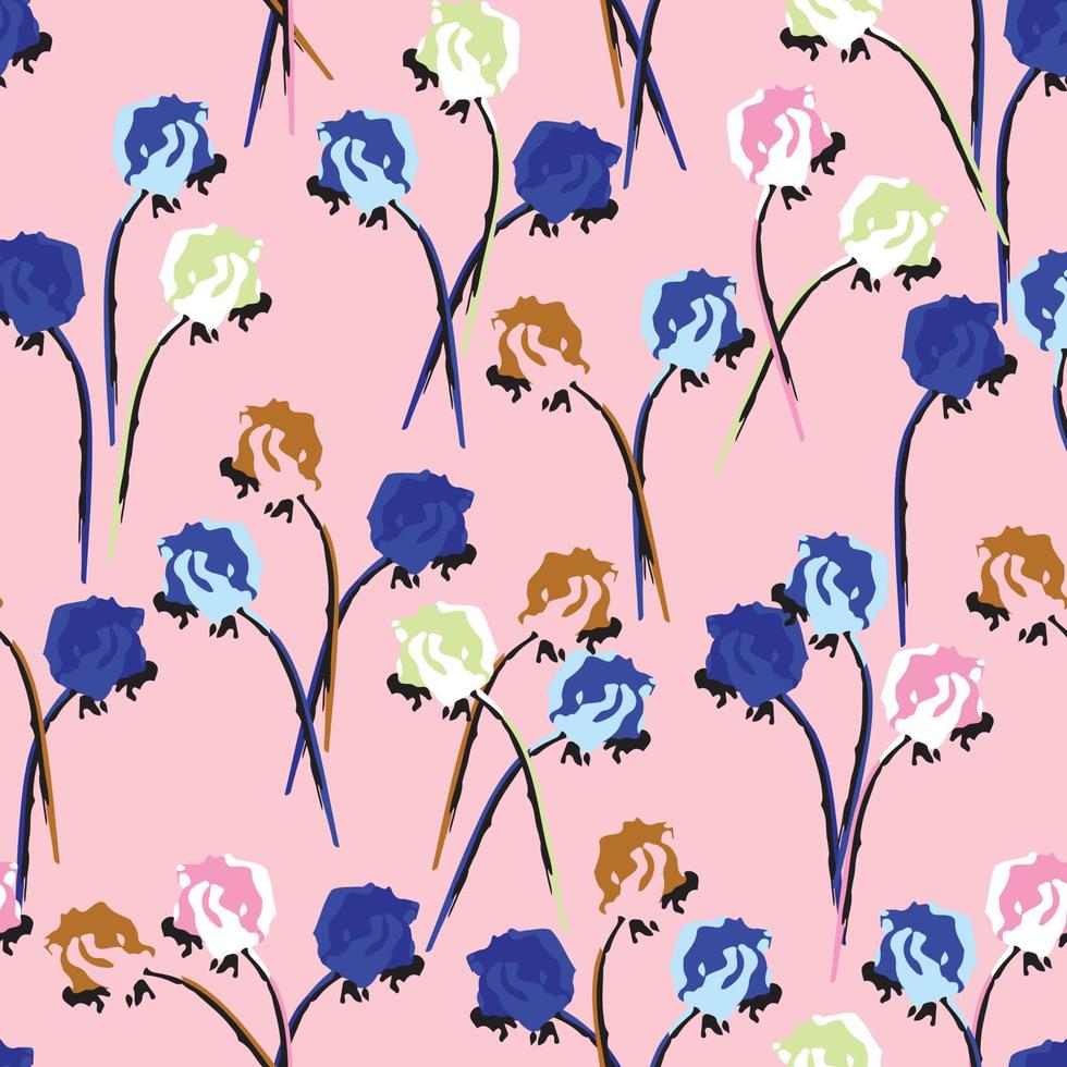 seamless plants pattern background with mixed rose , greeting card or fabric vector