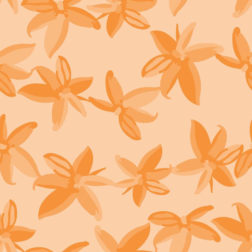 seamless plants pattern background orange  monochrome leaves , greeting card or fabric vector