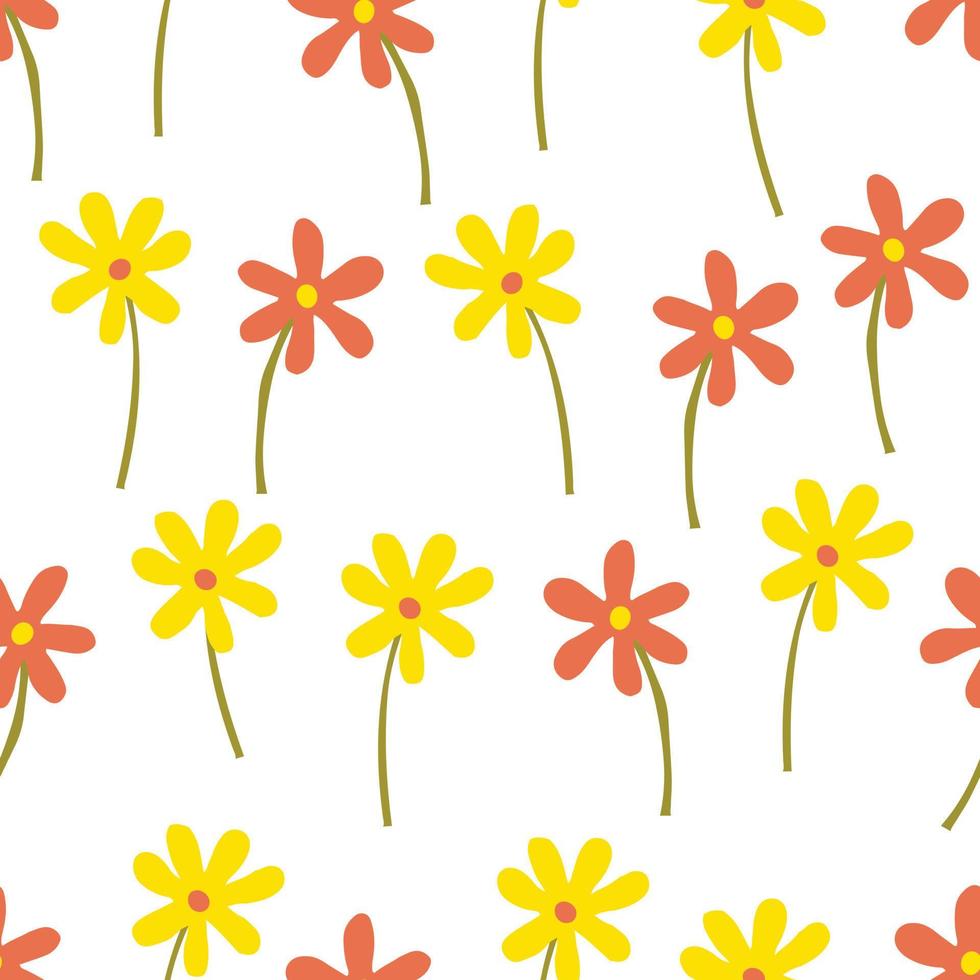 seamless cute hand drawn flowers pattern  background , greeting card or fabric vector