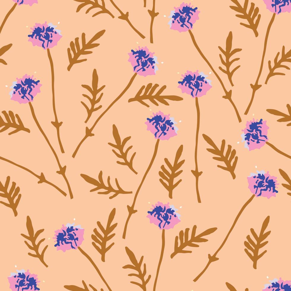 seamless circle wild flowers pattern  background , greeting card or fabric vector