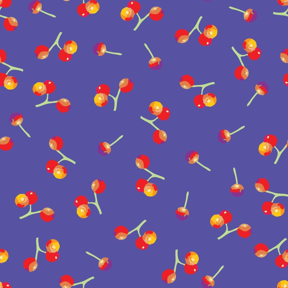 seamless red berries of swedish whitebeam tree pattern background , greeting card or fabric vector