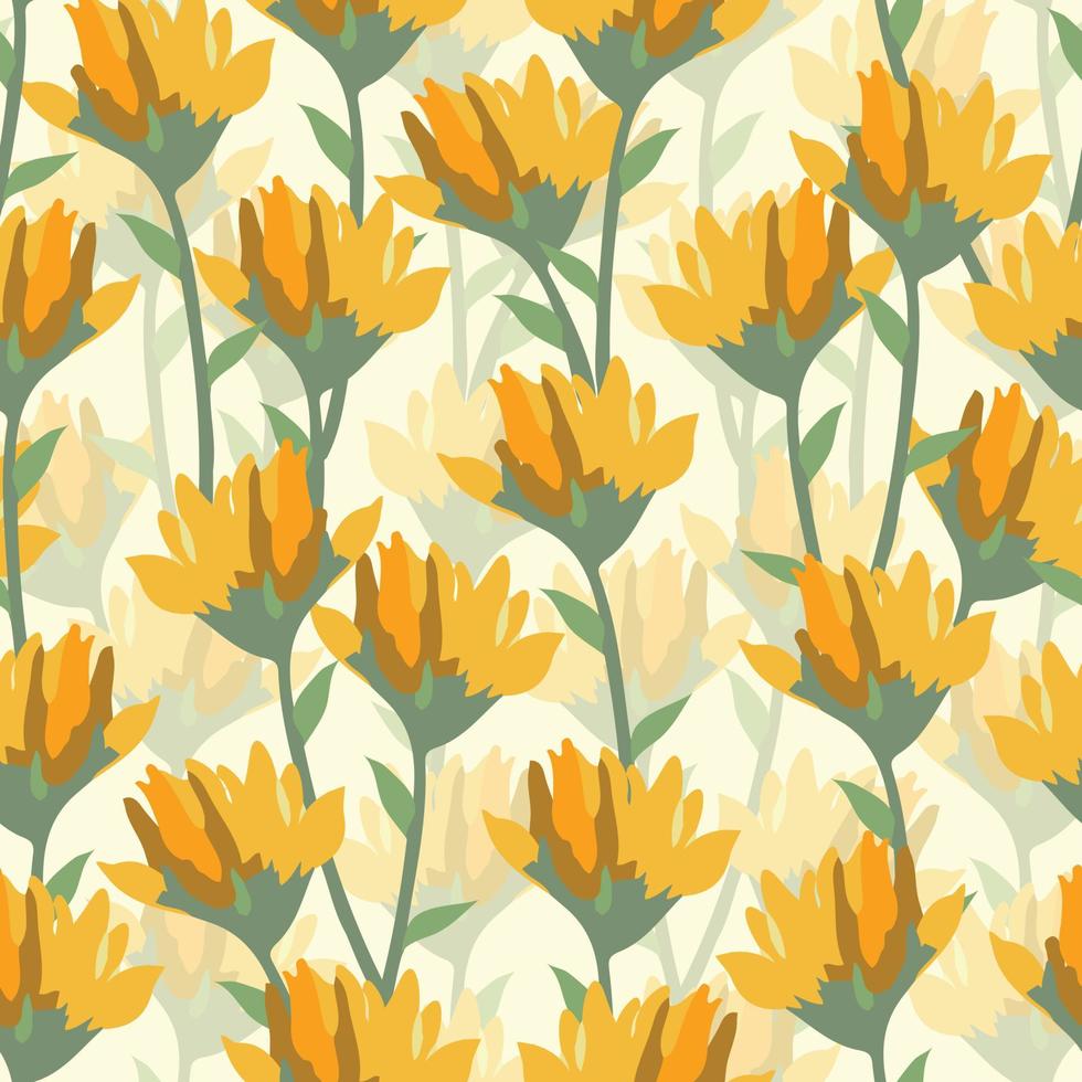 seamless yellow wild flowers pattern background , greeting card or fabric vector