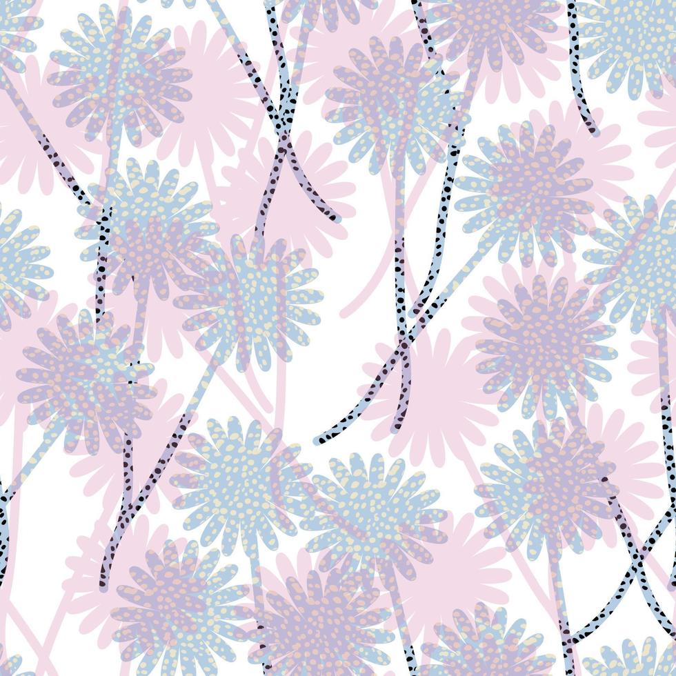 seamless hand drawn pastel polka dot flowers pattern background , greeting card or fabric vector