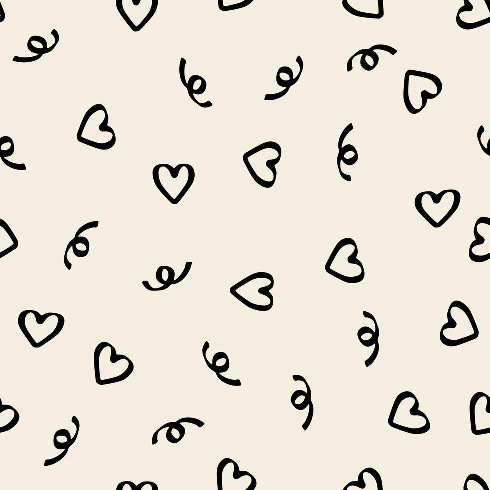 seamless monochrome heart and line pattern background , greeting card or fabric vector