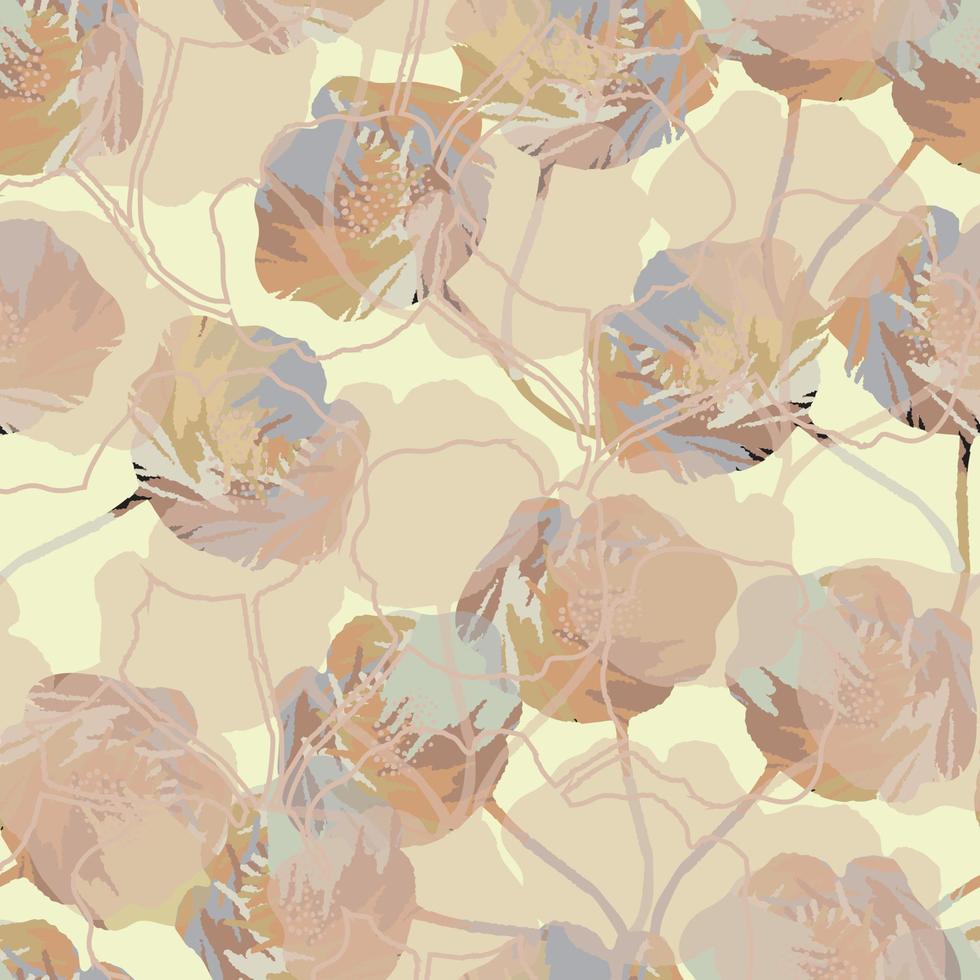seamless mixed abstract flowers pattern background , greeting card or fabric vector