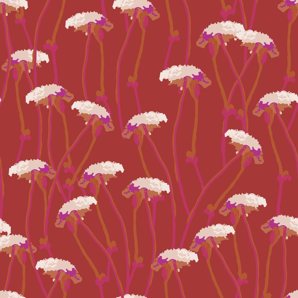 Fondo de patrón de flores silvestres abstracto rojo transparente, tarjeta de felicitación o tela vector