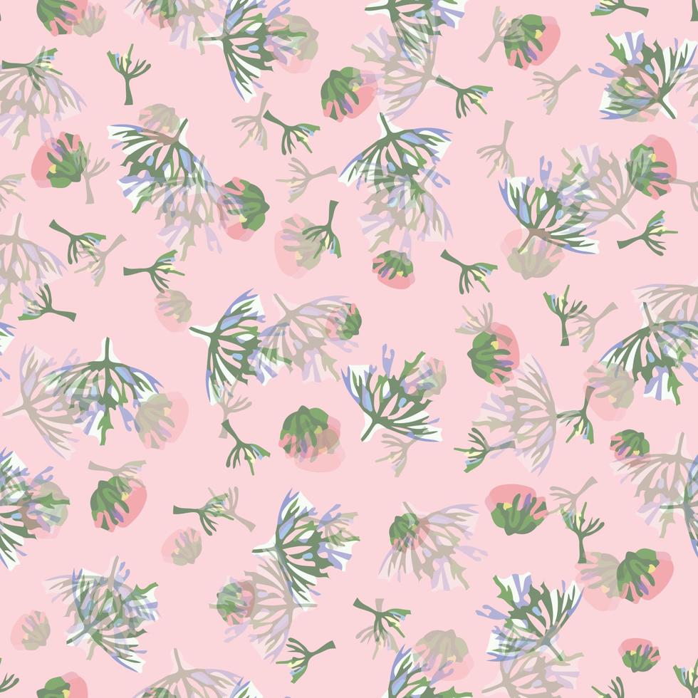 seamless sweet tiny leaves and flowers background , greeting card or fabric vector