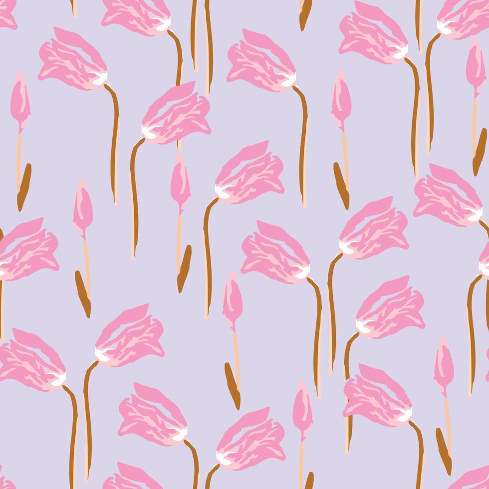 seamless plants pattern background with pastel tulip flowers , greeting card or fabric vector