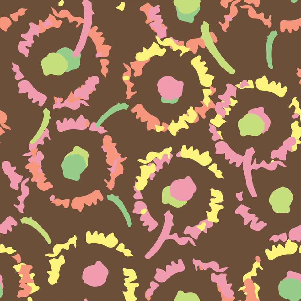 fondo de patrón de plantas de garabato sin costuras con flores dibujadas a mano de colores, tarjeta de felicitación o tela vector