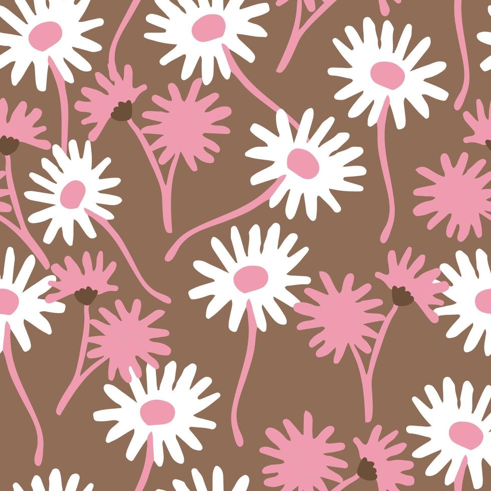 seamless cute daisy flowers pattern  background , greeting card or fabric vector