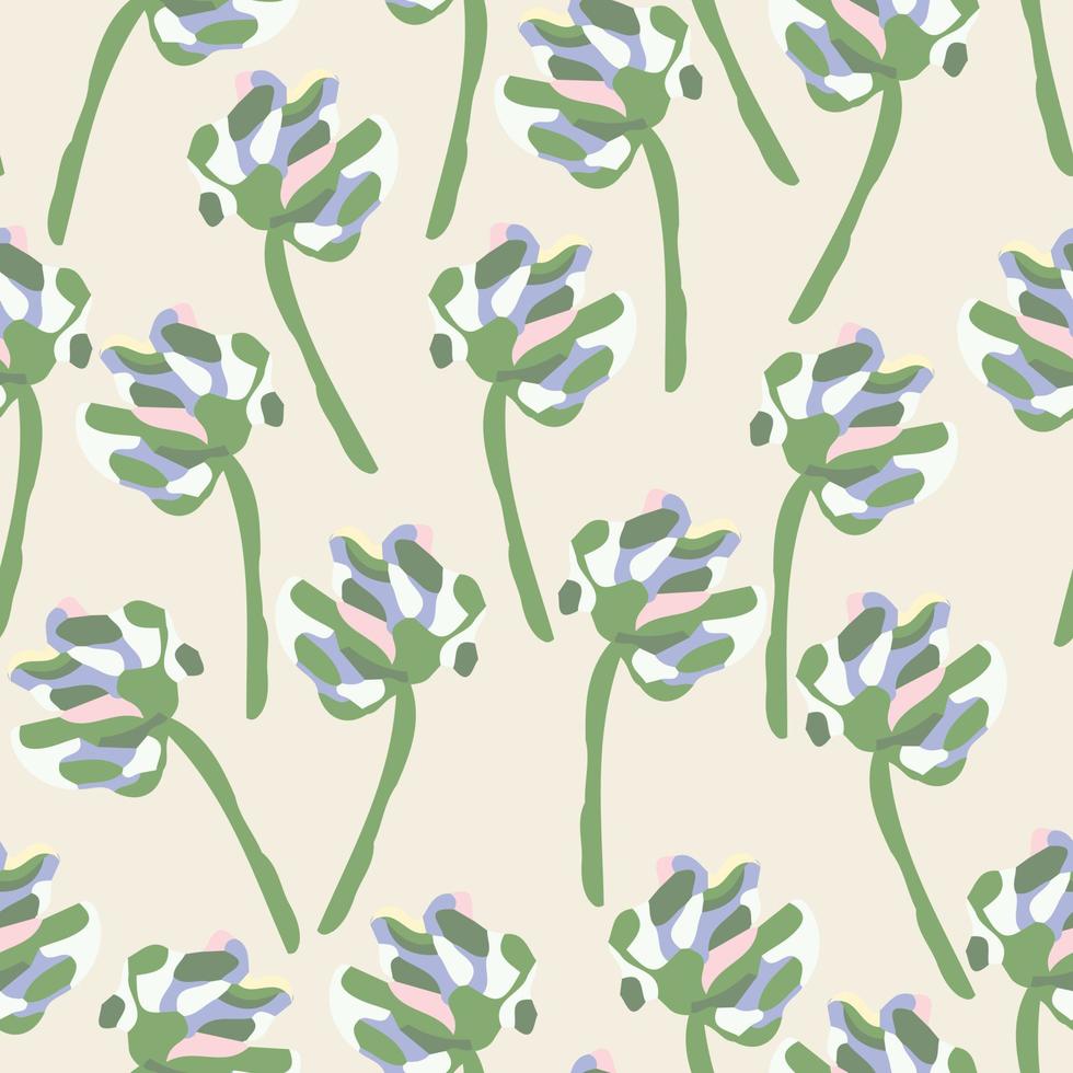 seamless pastel pattern background with hand drawn simple flower bush , greeting card or fabric vector