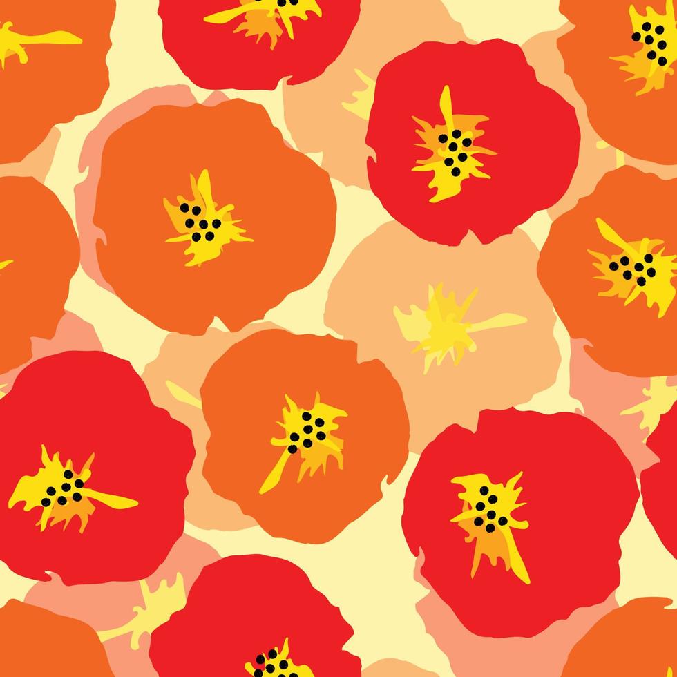 seamless doodle plants pattern background with mixed flowers , greeting card or fabric vector