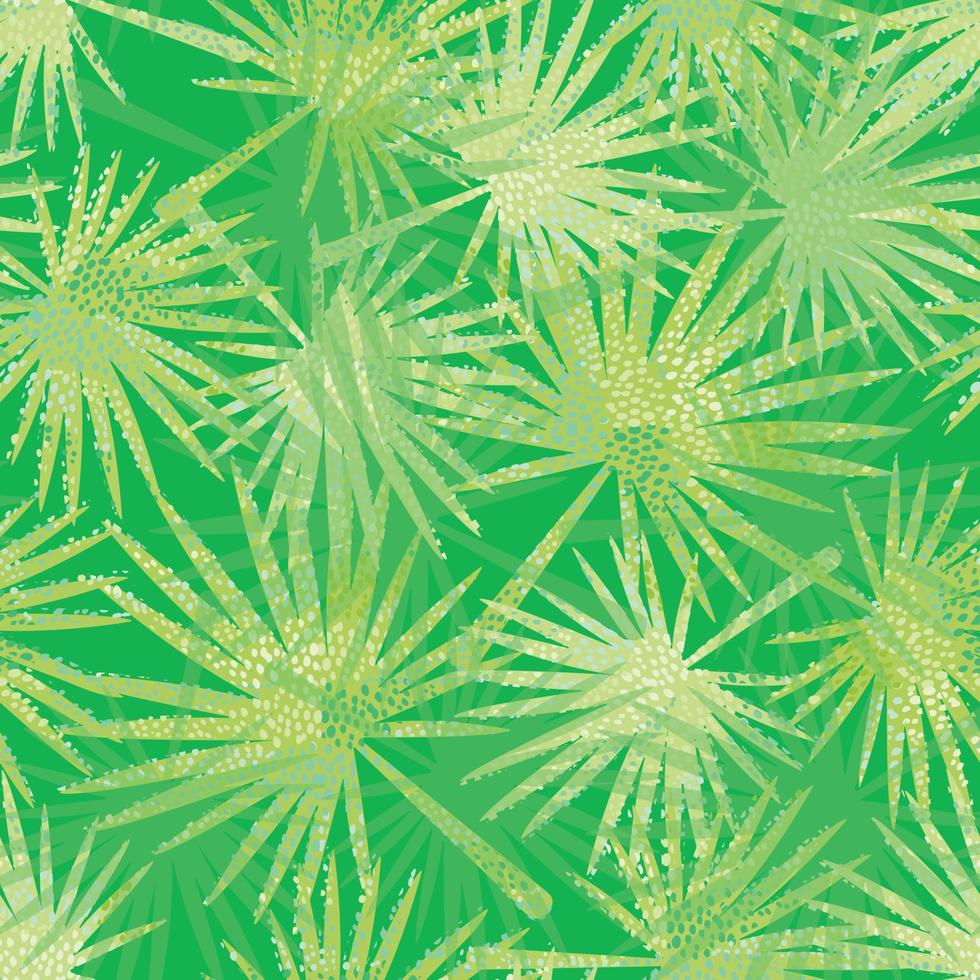 Fondo de patrón de hojas de palma verde abstracto sin costuras, tarjeta de felicitación o tela vector