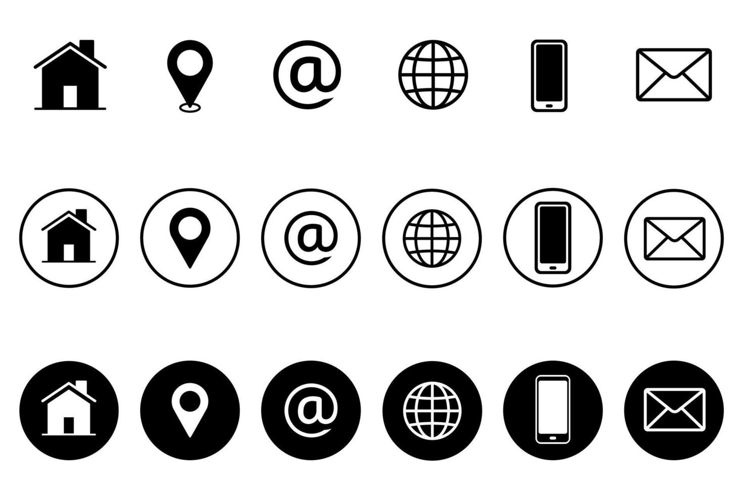 Contact icon set. Collection of Button Communication symbol. Flat vector illustration