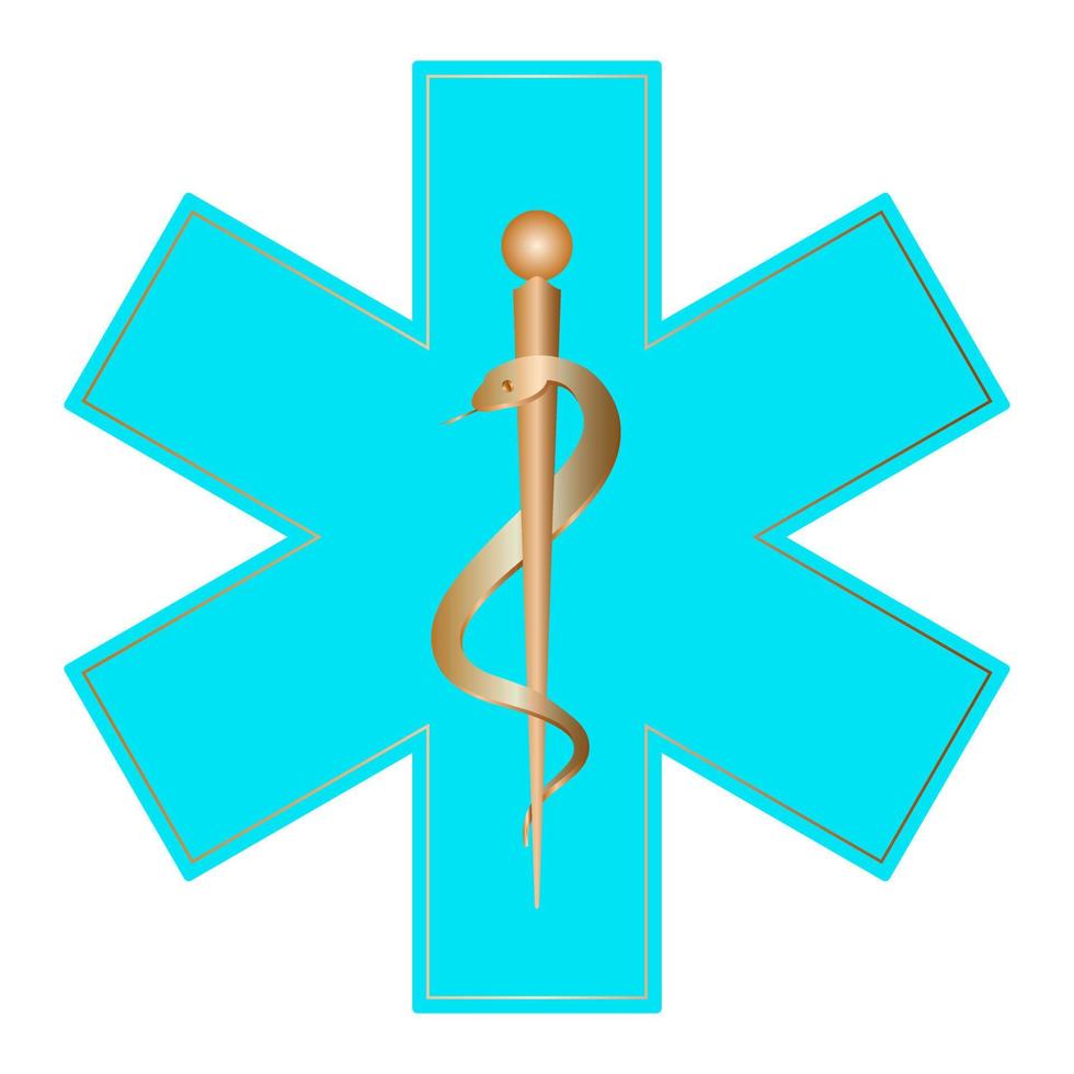 Medical symbol of the Emergency. The Star of Life with the Rod of Asclepius. Vector illustration