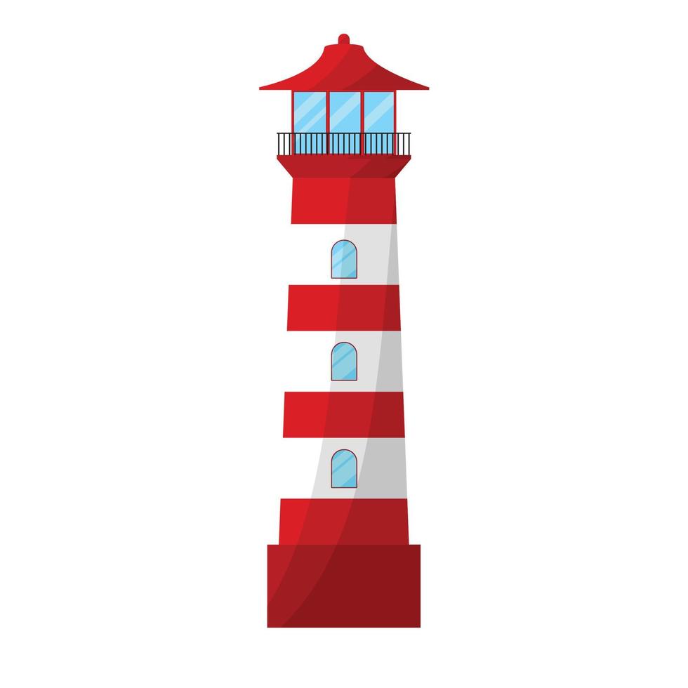 red lighthouse building isolated on white background vector illustration