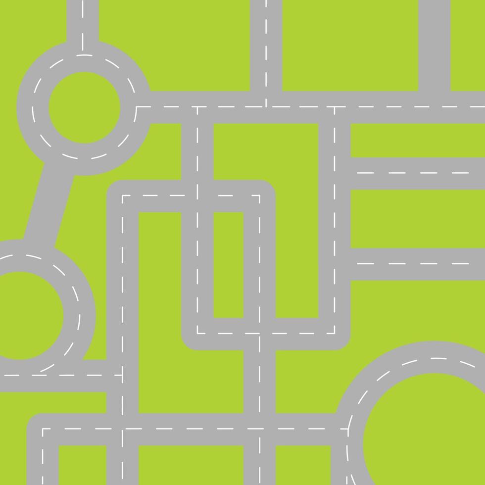 Pattern top view of roads. Crossroads and junctions with trees and grass in countryside. vector