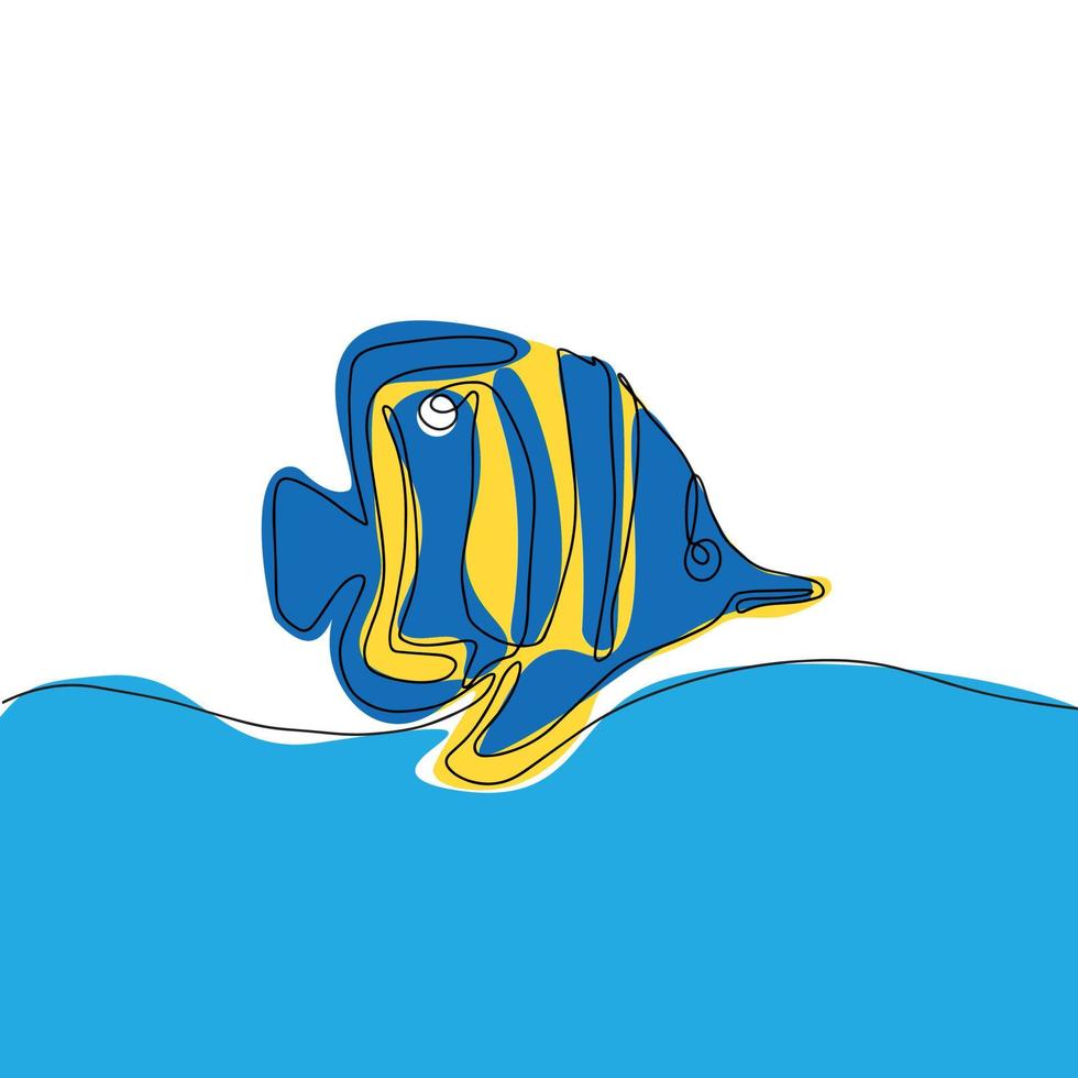 Fresh fish simple vector background, banner, poster. Signboard, store or shop sign design. One continuous line art drawing of fresh fish.