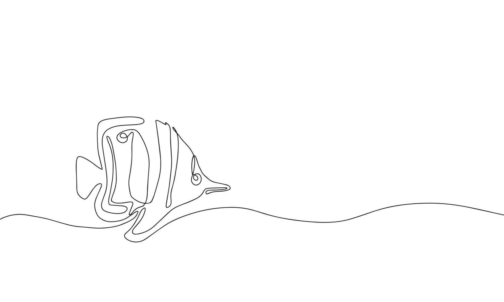 Cartoon cute fish. Hand drawing outline colouring pictures. Isolated items. Vector illustration.