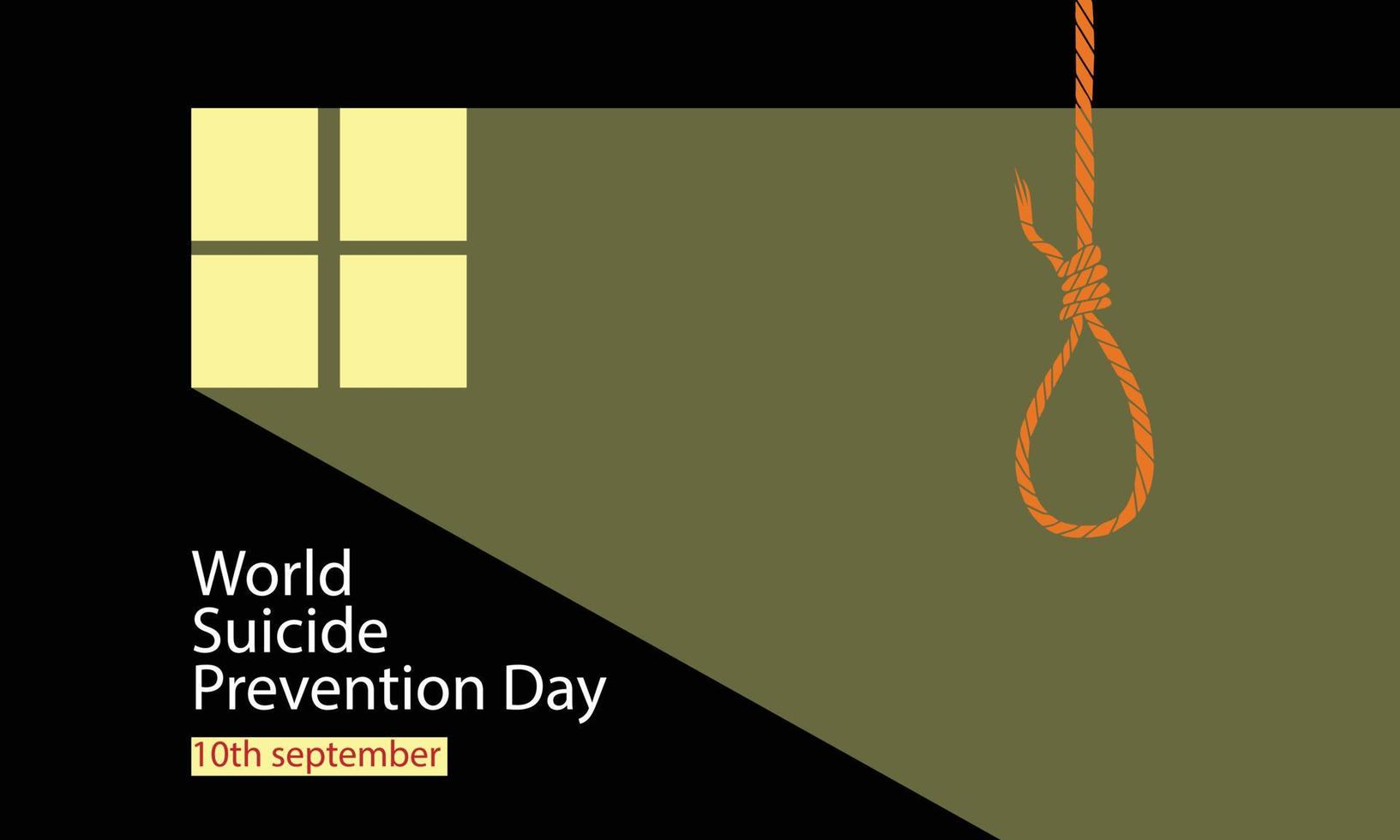 the noose with windows light against the glum background, homicide or commit suicide concept. Vector illustration