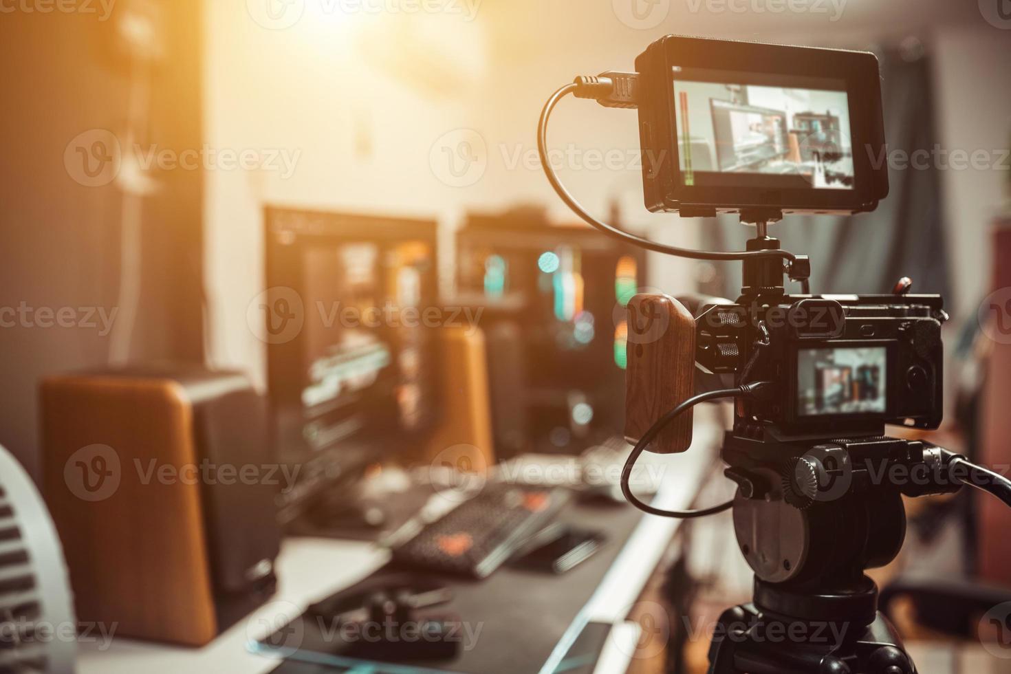 Camera film set on the tripod in the studio photo