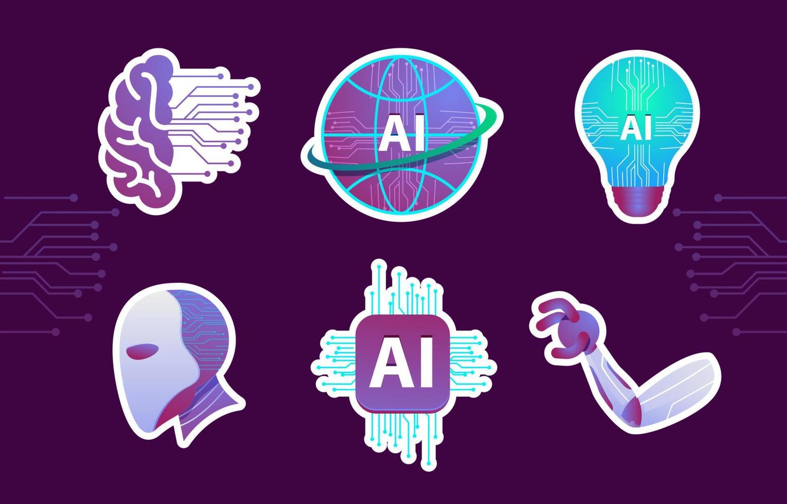 Future Technology Artificial Intelligence Sticker vector