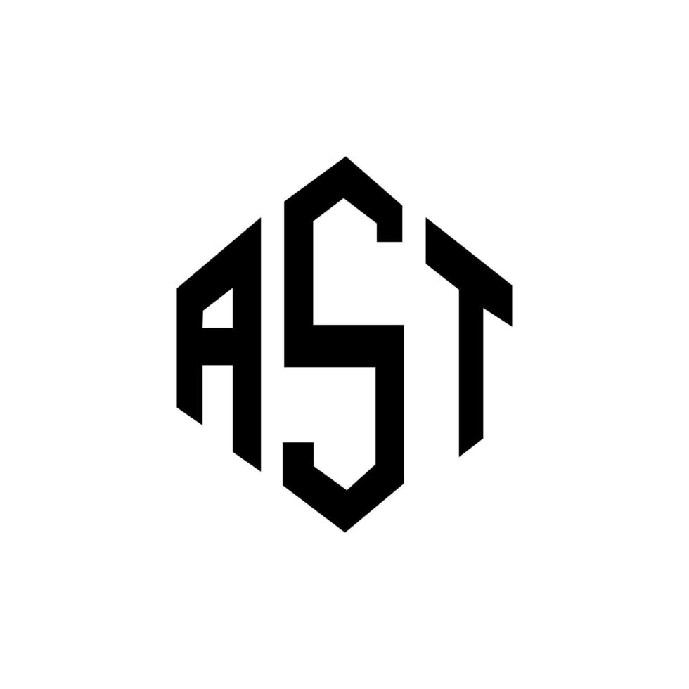 diseño de logotipo de letra ast con forma de polígono. Diseño de logotipo en forma de polígono y cubo. ast hexágono vector logo plantilla colores blanco y negro. Ast monograma, logotipo empresarial y inmobiliario.