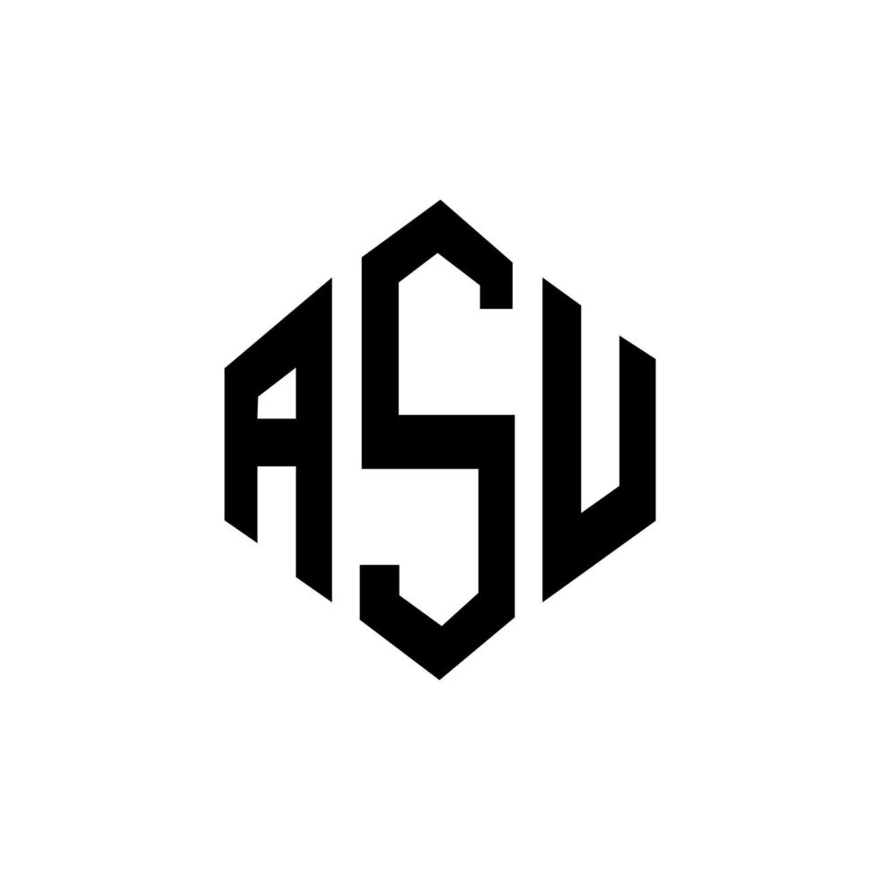 diseño de logotipo de letra asu con forma de polígono. asu polígono y diseño de logotipo en forma de cubo. asu hexágono vector logo plantilla colores blanco y negro. monograma asu, logotipo comercial y inmobiliario.