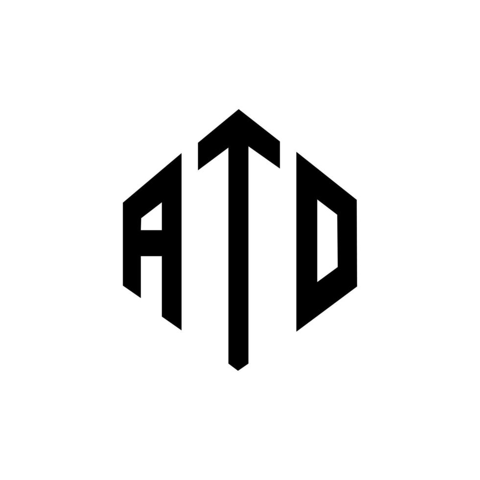 diseño de logotipo de letra ato con forma de polígono. ato polígono y diseño de logotipo en forma de cubo. ato hexágono vector logo plantilla colores blanco y negro. monograma ato, logotipo comercial e inmobiliario.