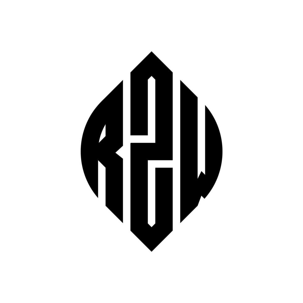 diseño de logotipo de letra circular rzw con forma de círculo y elipse. rzw letras elipses con estilo tipográfico. las tres iniciales forman un logo circular. rzw círculo emblema resumen monograma letra marca vector. vector