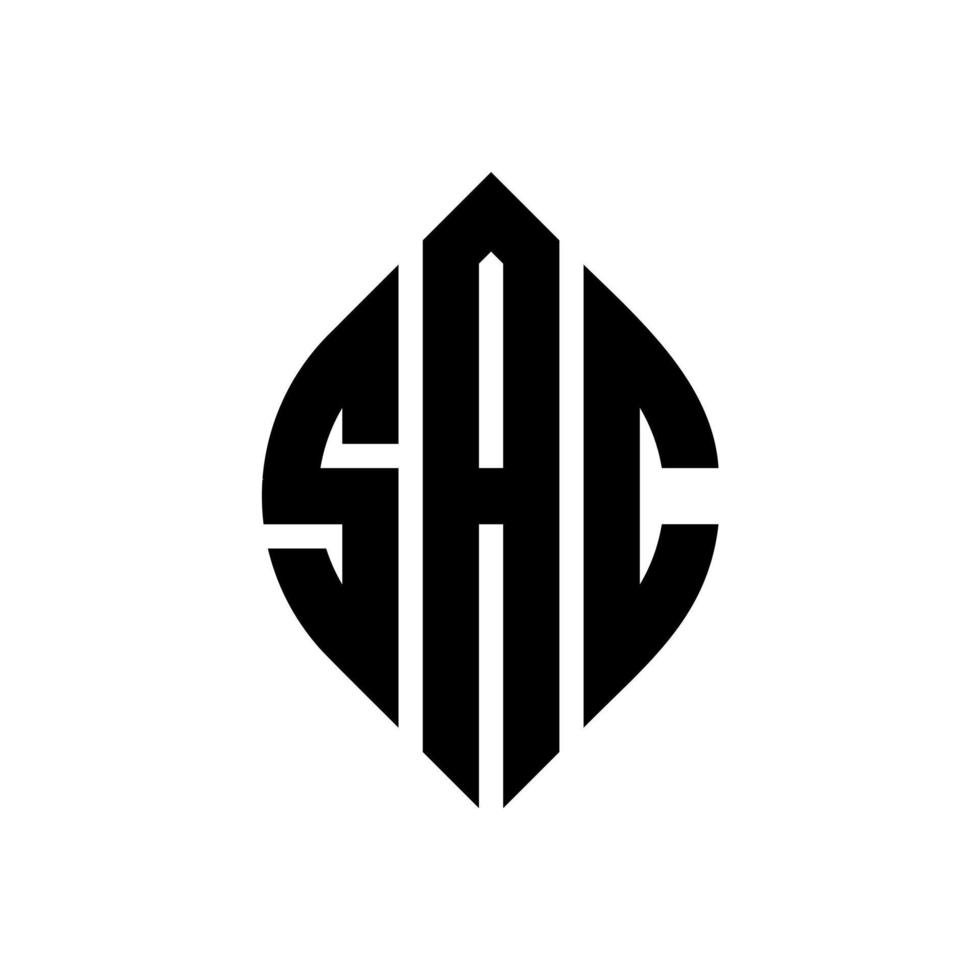 SAC circle letter logo design with circle and ellipse shape. SAC ellipse letters with typographic style. The three initials form a circle logo. SAC Circle Emblem Abstract Monogram Letter Mark Vector. vector